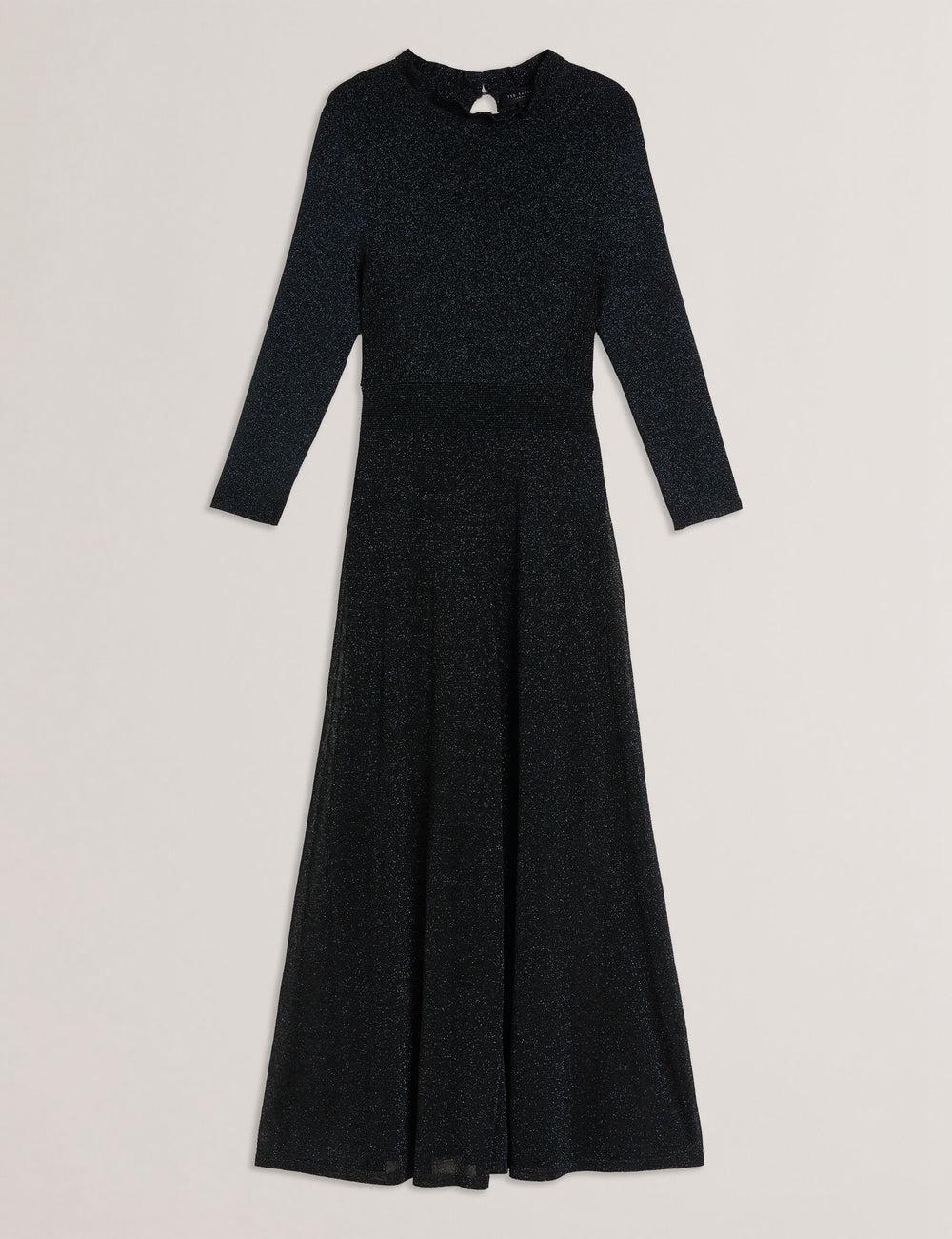 Black-Teal Ted Baker KANNIE - Metallic Knit Flowy Women Midi Dresses | Ireland  7314-EZKBT