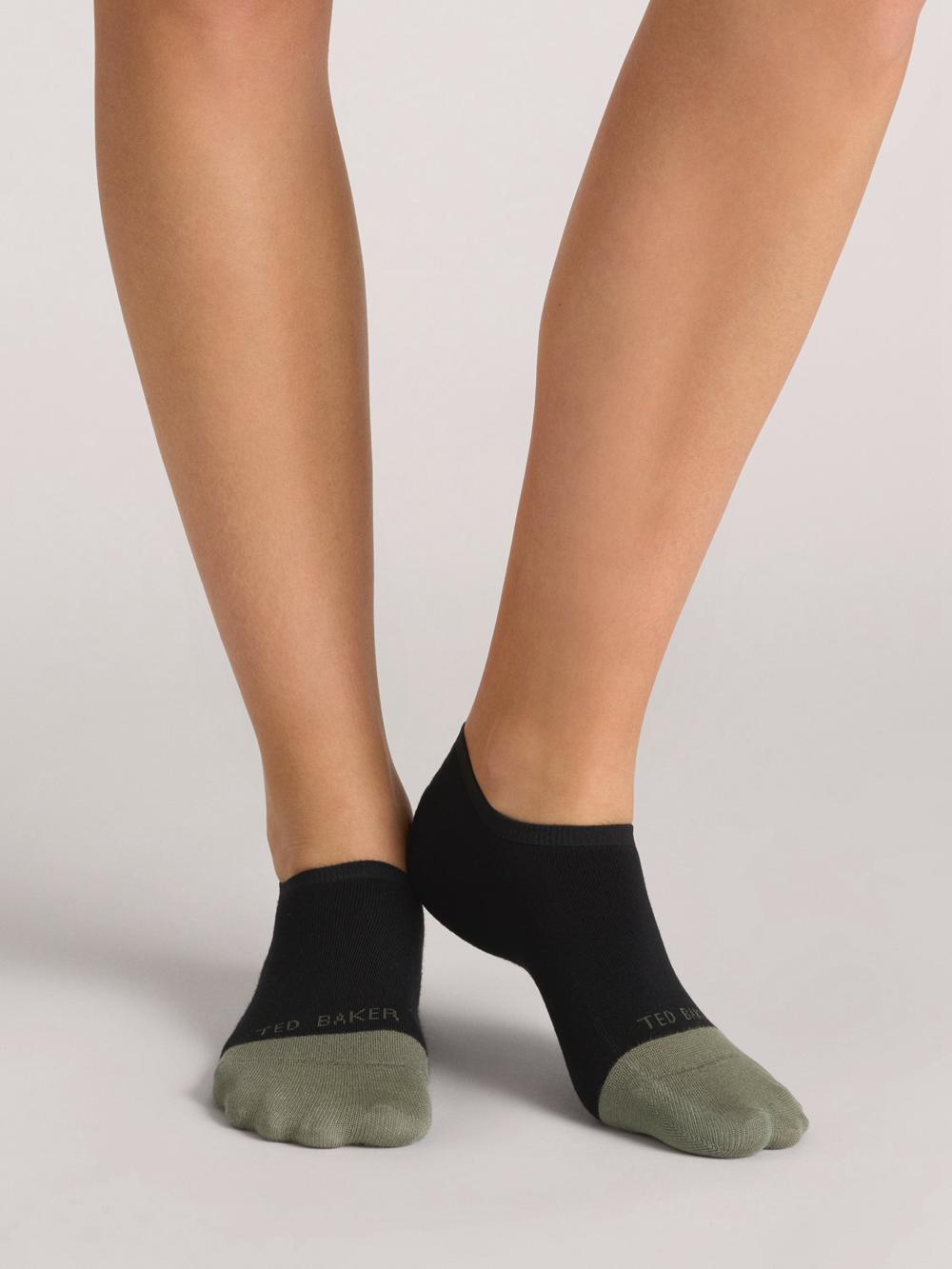 Black Ted Baker 3 Pack Contrast Toe Liner Trainer Women Socks | Ireland  9603-EGSQW