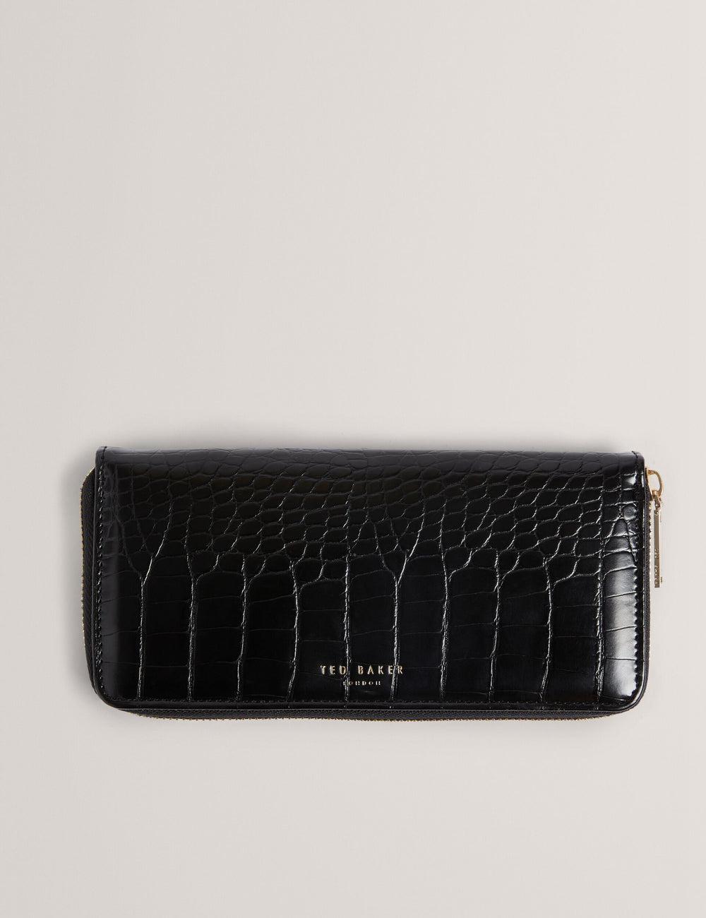Black Ted Baker ABBYYI - Croc Effect Slim Travel Jewellery Case Women Wash Bags | Ireland  2875-SBNMQ