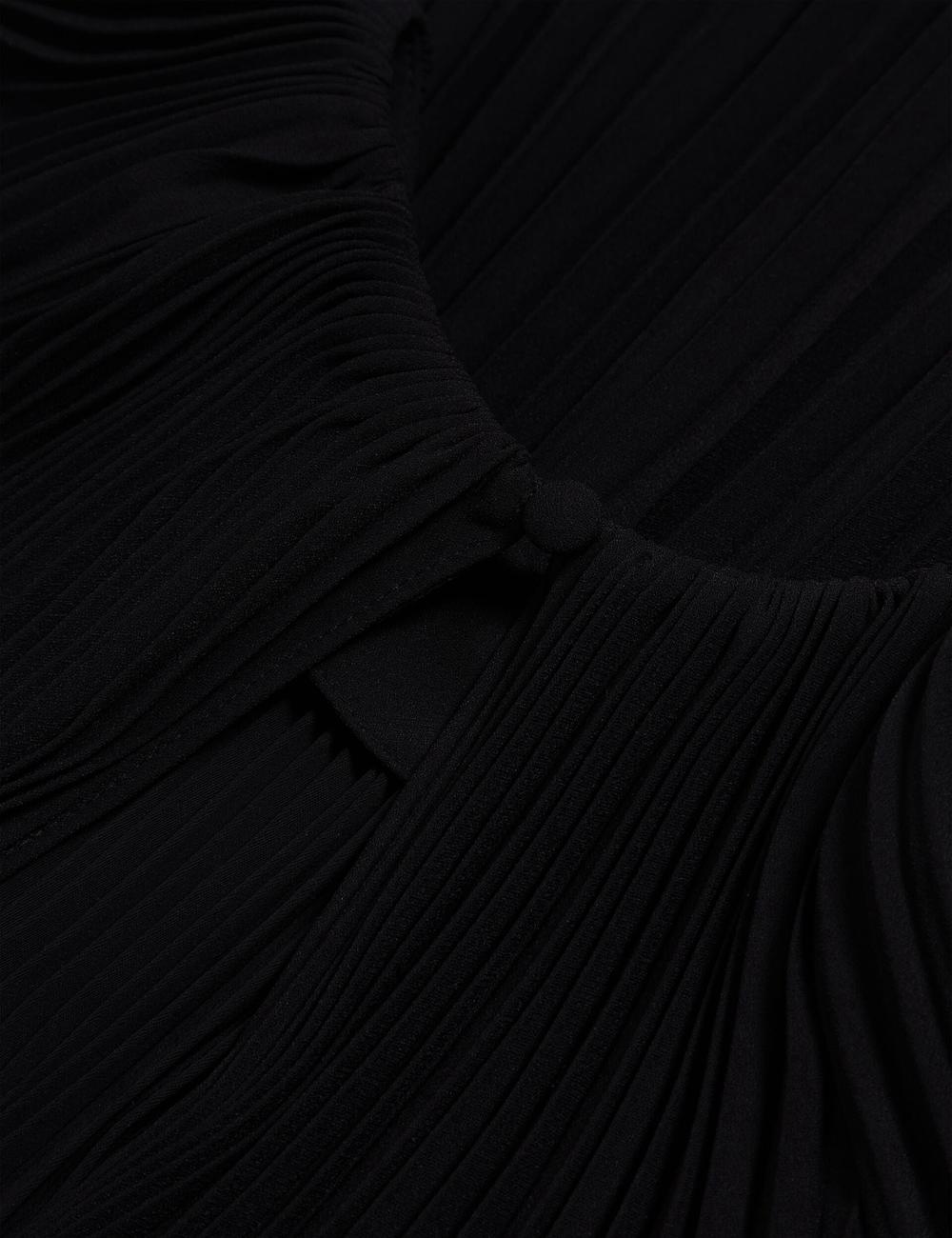 Black Ted Baker AGARA - Pleated Short Sleeve Woven Women Blouses | Ireland  3917-JQFMW