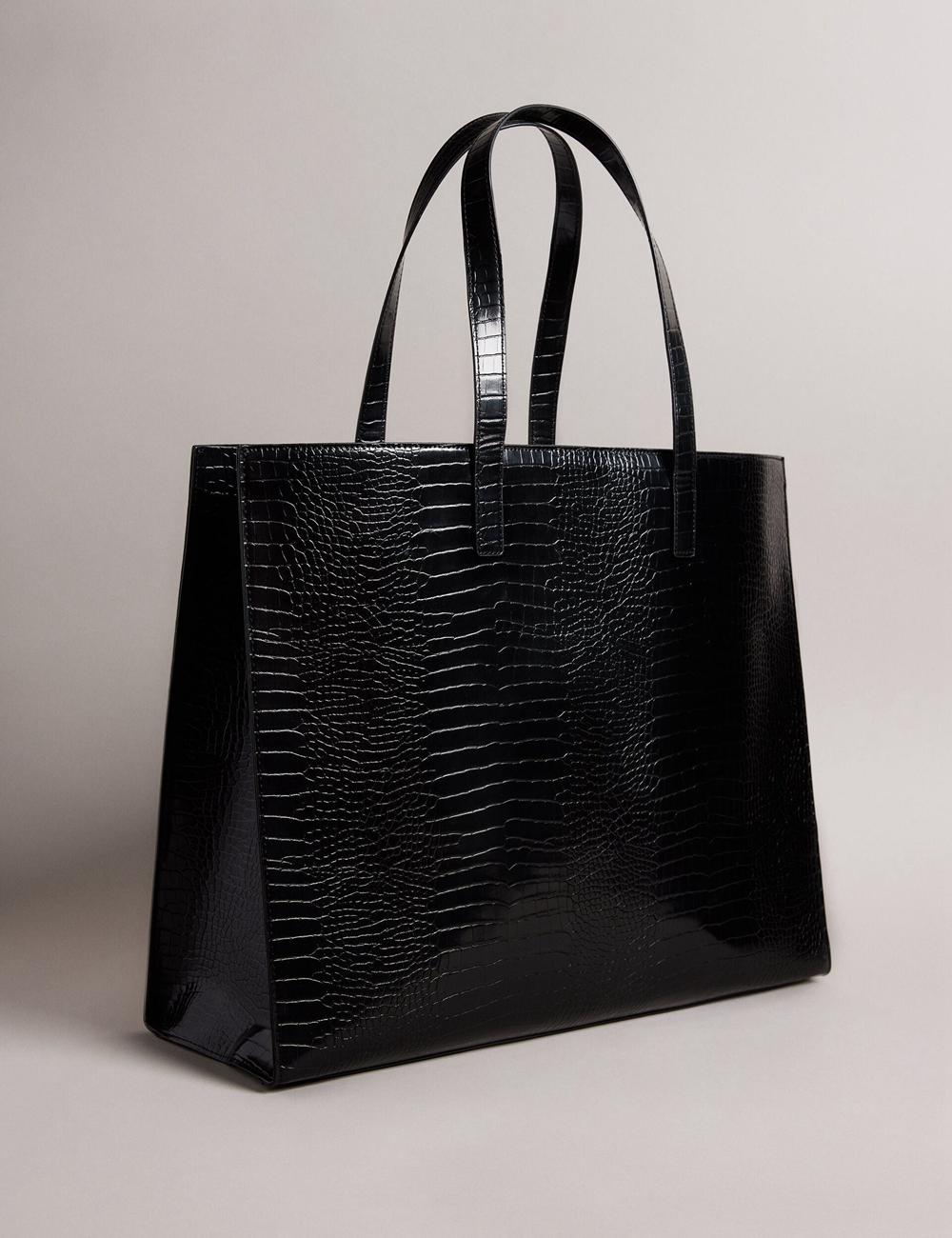 Black Ted Baker ALLICON - Wide Croc Effect Icon Women Tote Bags | Ireland  6872-ZPJNU