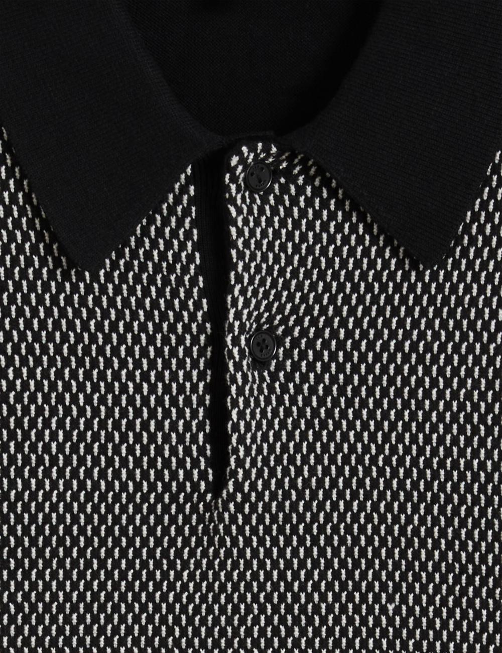 Black Ted Baker ARDO - Textured Knit Long Sleeve Men Polos Shirts | Ireland  4590-HPMSZ