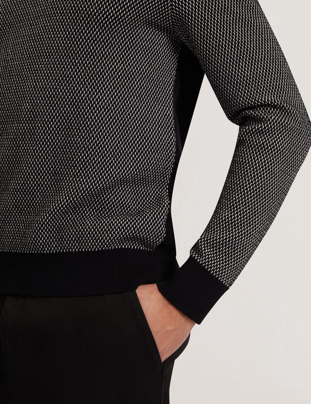 Black Ted Baker ARDO - Textured Knit Long Sleeve Men Polos Shirts | Ireland  4590-HPMSZ