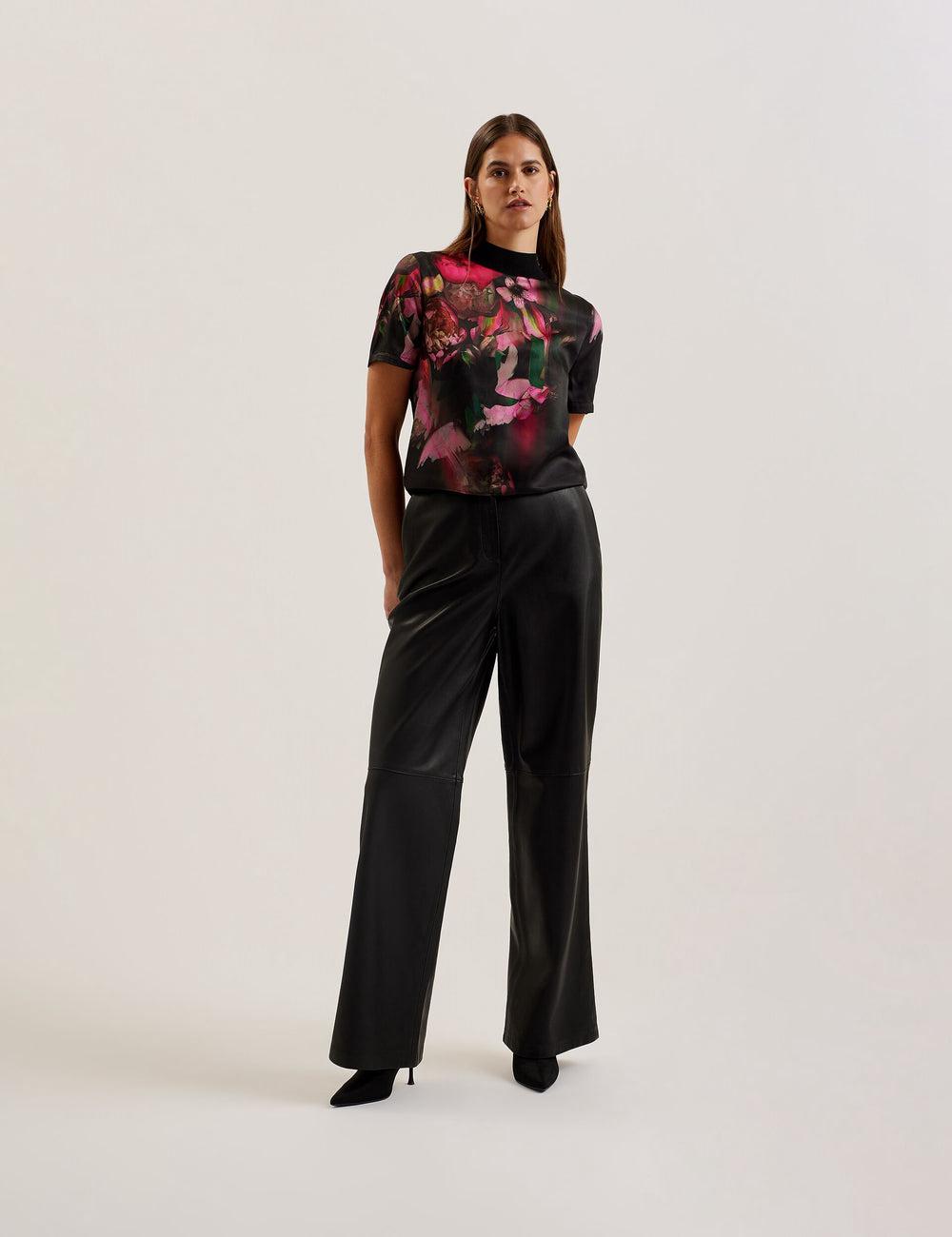 Black Ted Baker ASTHAA - Floral Woven Front Short Sleeve Top Women Blouses | Ireland  9431-EMQTS