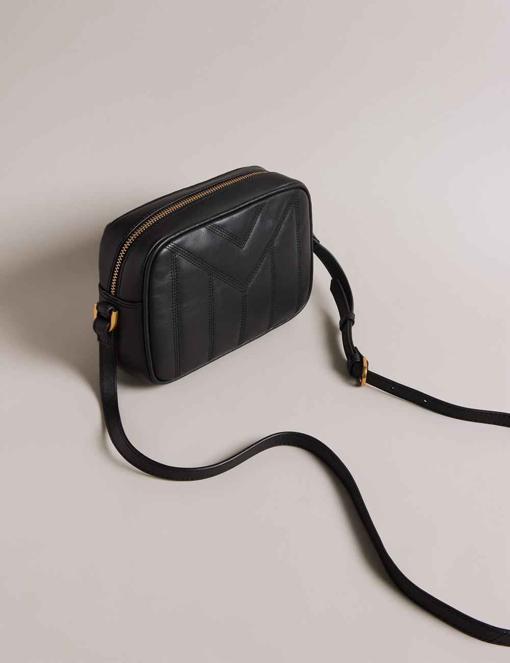 Black Ted Baker AYALILY - Quilted Leather Camera With Front Pocket Women Camera Bag | Ireland  0237-LNIXD