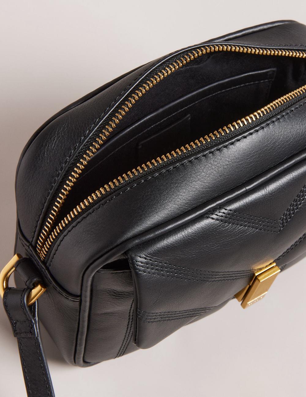 Black Ted Baker AYALILY - Quilted Leather Camera With Front Pocket Women Camera Bag | Ireland  0237-LNIXD