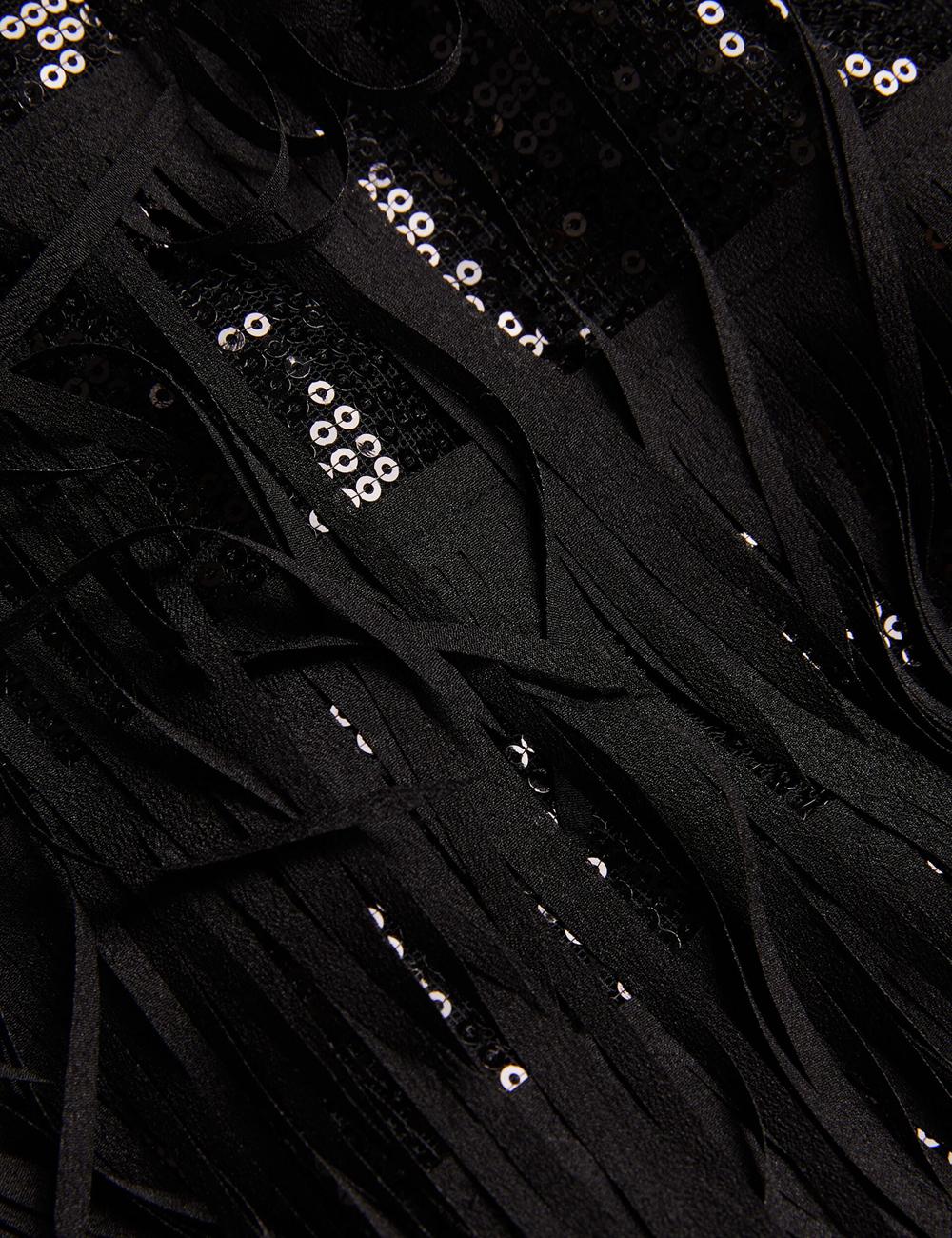 Black Ted Baker BARTIN - Fringed Sequin Halter Strap Women Mini Dresses | Ireland  8476-AUDTP