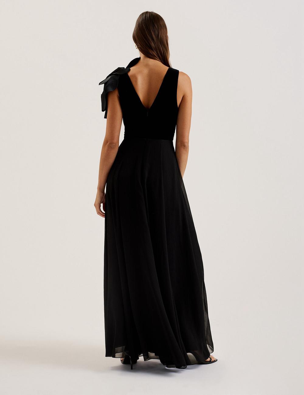 Black Ted Baker BEIRA - Corsage Plunge Neck Sleeveless Women Maxi Dresses | Ireland  4105-SECDK