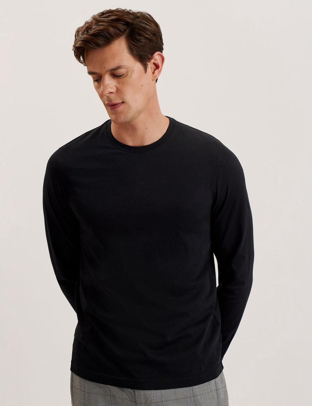 Black Ted Baker BEXLI - Regular Fit Long Sleeve Cotton Men T-Shirts | Ireland  0314-XUKPZ