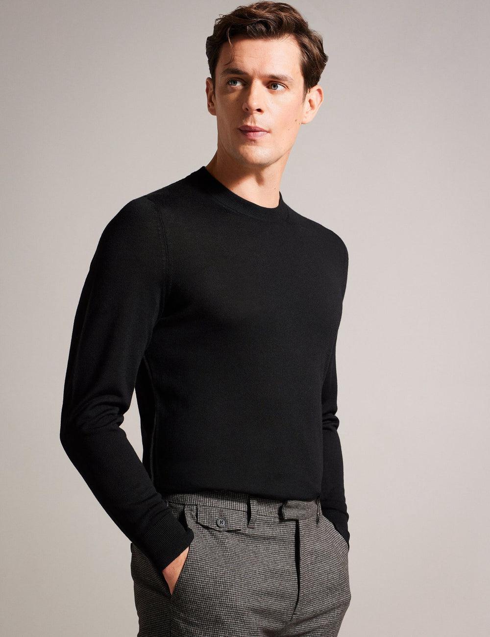Black Ted Baker CARNBY - Pure Wool Crew Neck Men Jumpers | Ireland  8965-ZAIKJ