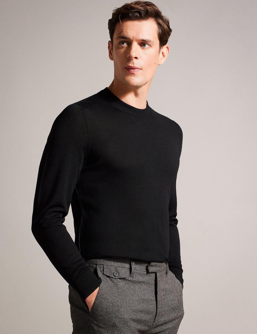 Black Ted Baker CARNBY - Pure Wool Crew Neck Men Jumpers | Ireland  8965-ZAIKJ