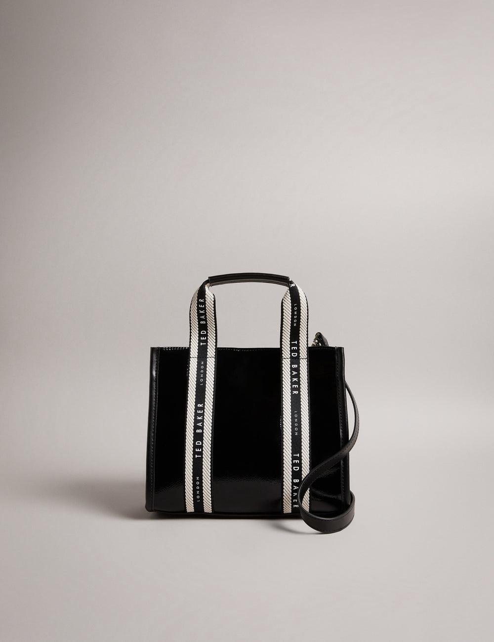 Black Ted Baker CELIANE - Branded Webbing Patent Small Women Tote Bags | Ireland  2097-GAEBV