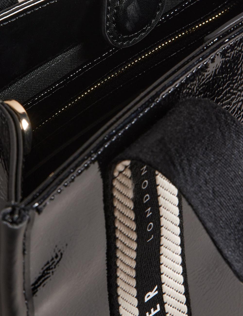 Black Ted Baker CELIANE - Branded Webbing Patent Small Women Tote Bags | Ireland  2097-GAEBV