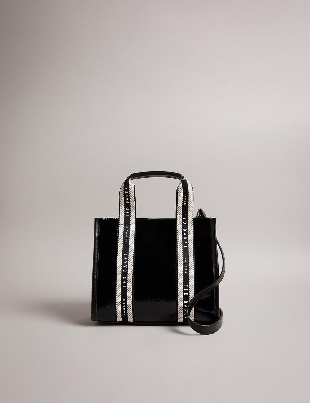Black Ted Baker CELIANE - Branded Webbing Patent Small Women Tote Bags | Ireland  2097-GAEBV
