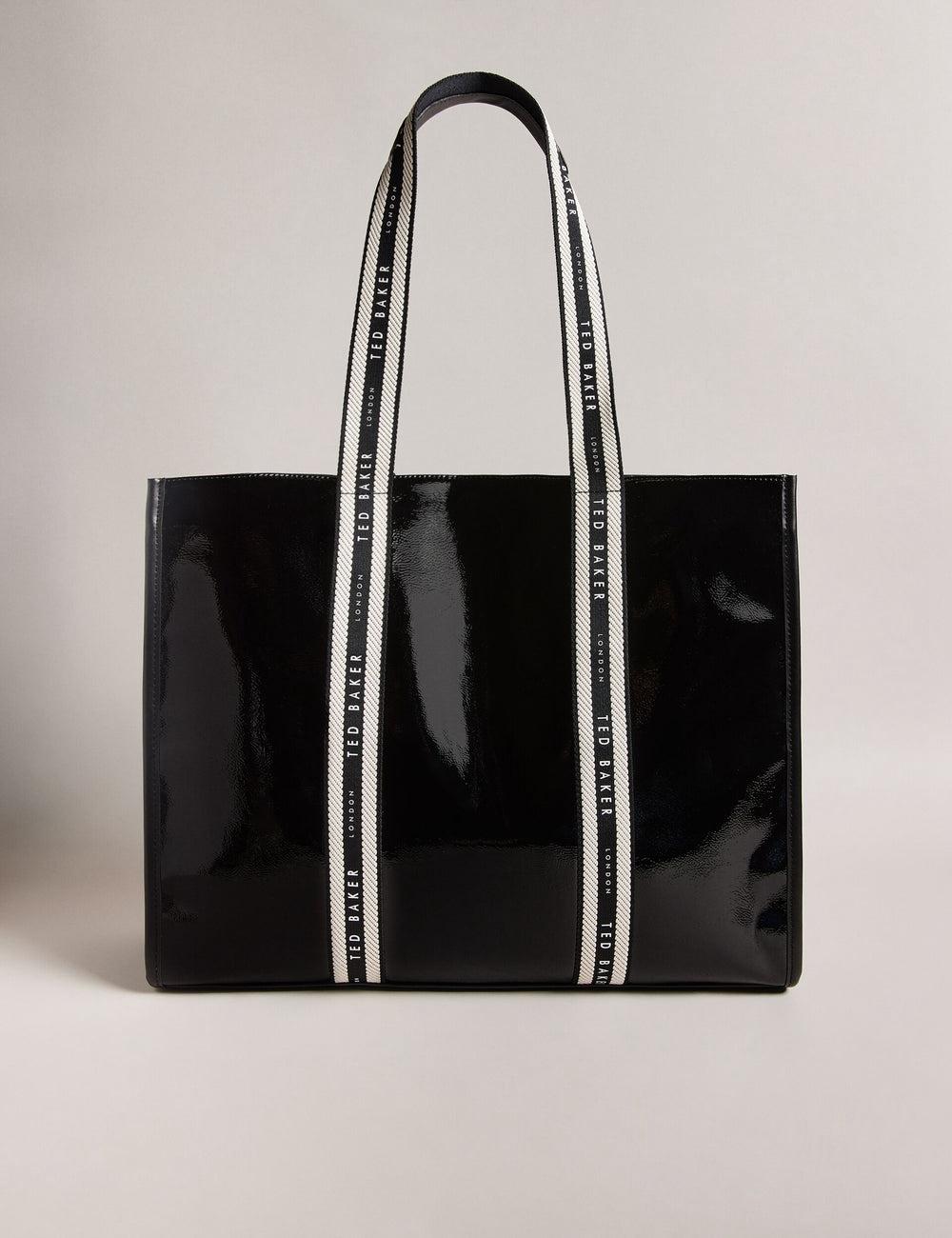 Black Ted Baker CELINIE - Branded Webbing Faux Leather Women Tote Bags | Ireland  2398-EZWDK