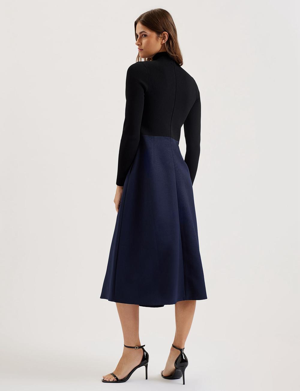 Black Ted Baker CHIRA - Knit Bodice With Wrap Skirt Women Midi Dresses | Ireland  2619-ACTHU