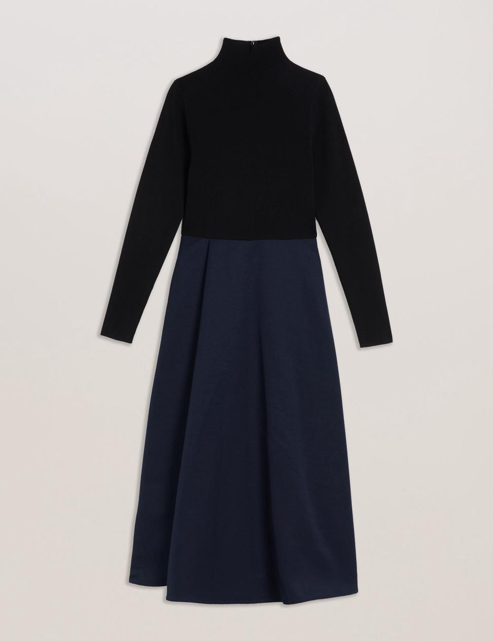 Black Ted Baker CHIRA - Knit Bodice With Wrap Skirt Women Midi Dresses | Ireland  2619-ACTHU