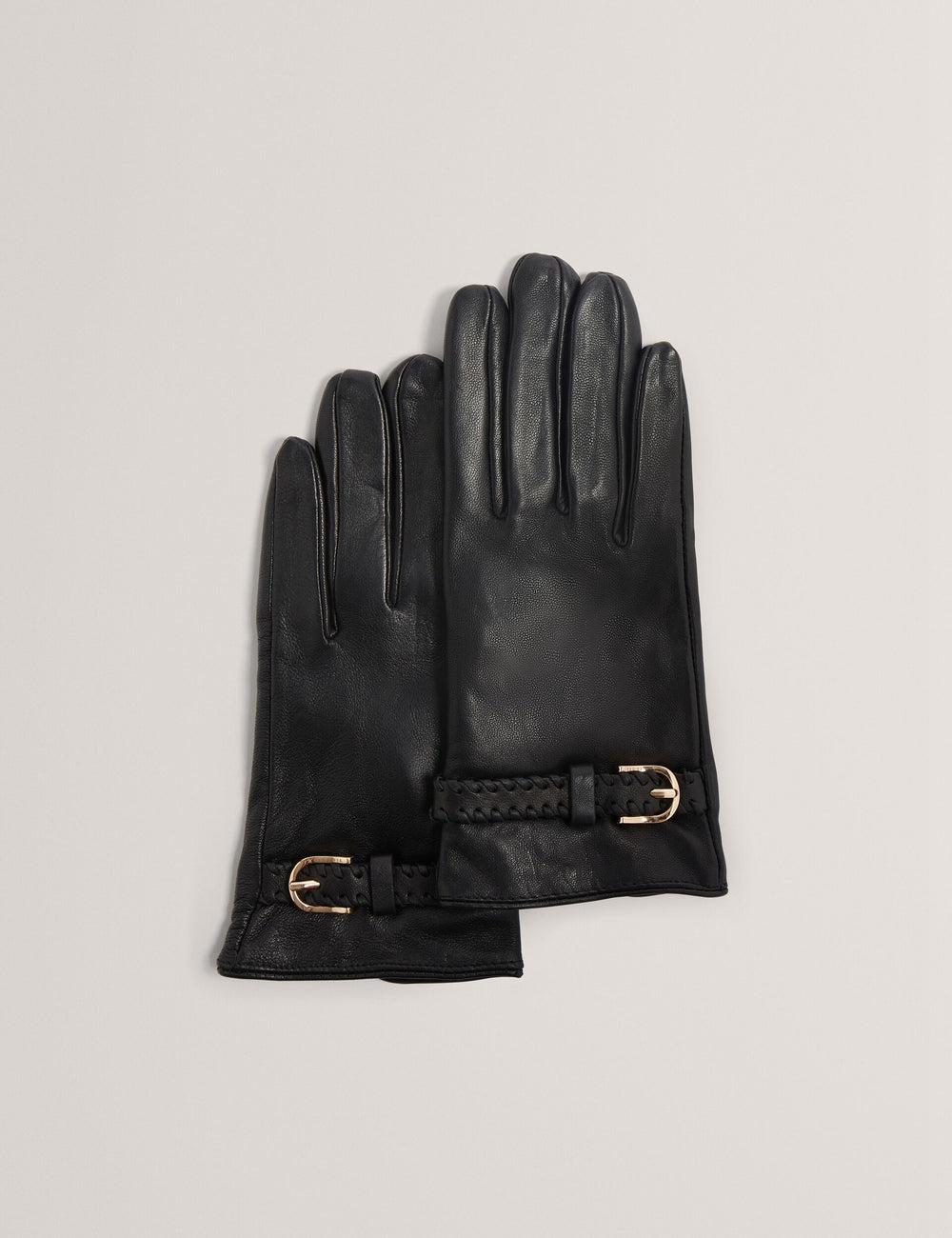 Black Ted Baker CLAIREL - Buckle Cuff Leather Women Gloves | Ireland  5627-TGUFR