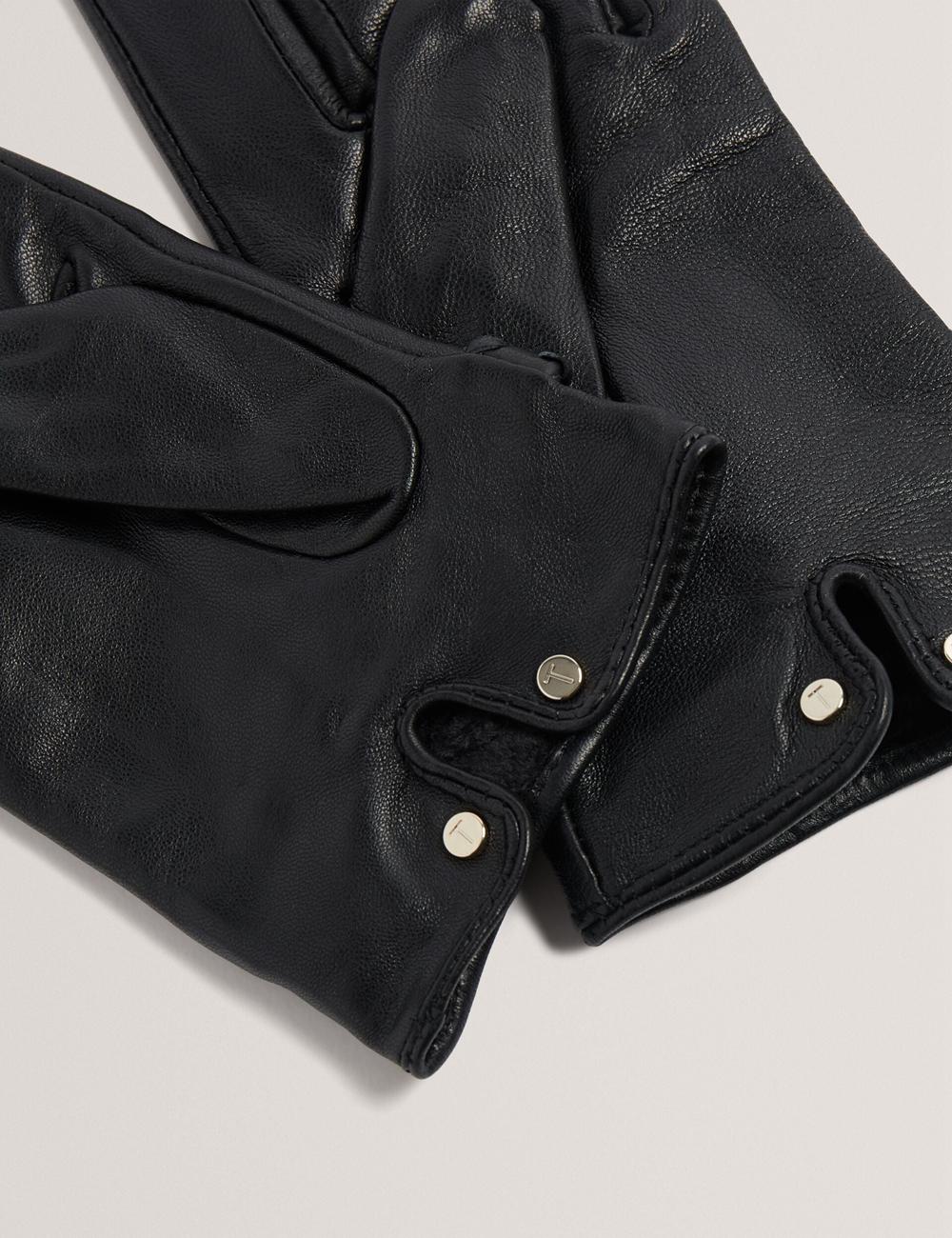 Black Ted Baker CLAIREL - Buckle Cuff Leather Women Gloves | Ireland  5627-TGUFR