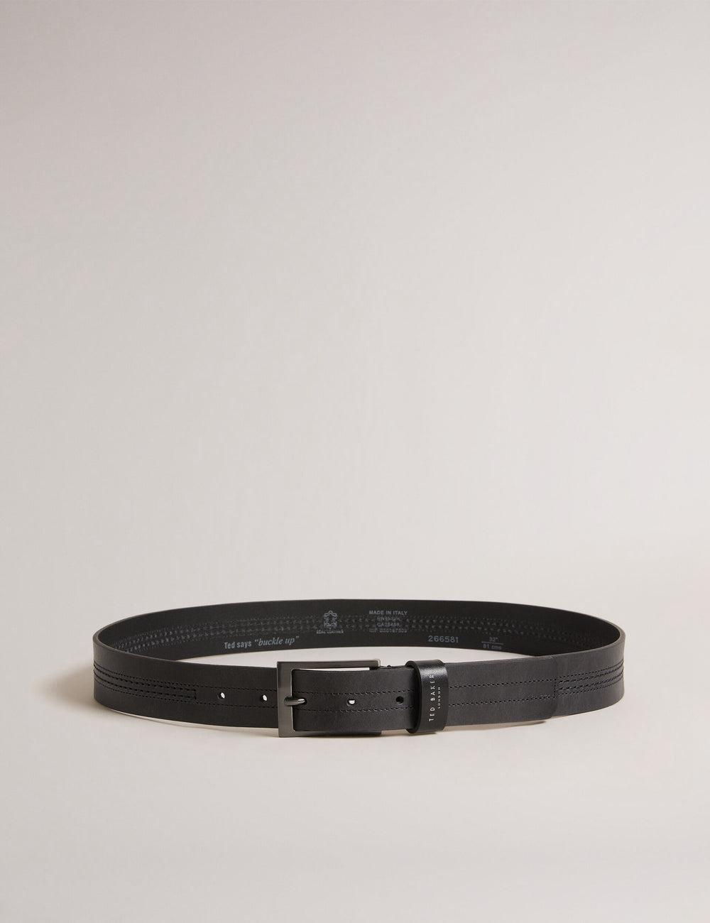 Black Ted Baker CRISIC - Stitch Detail Leather Men Belts | Ireland  7219-DBIZQ