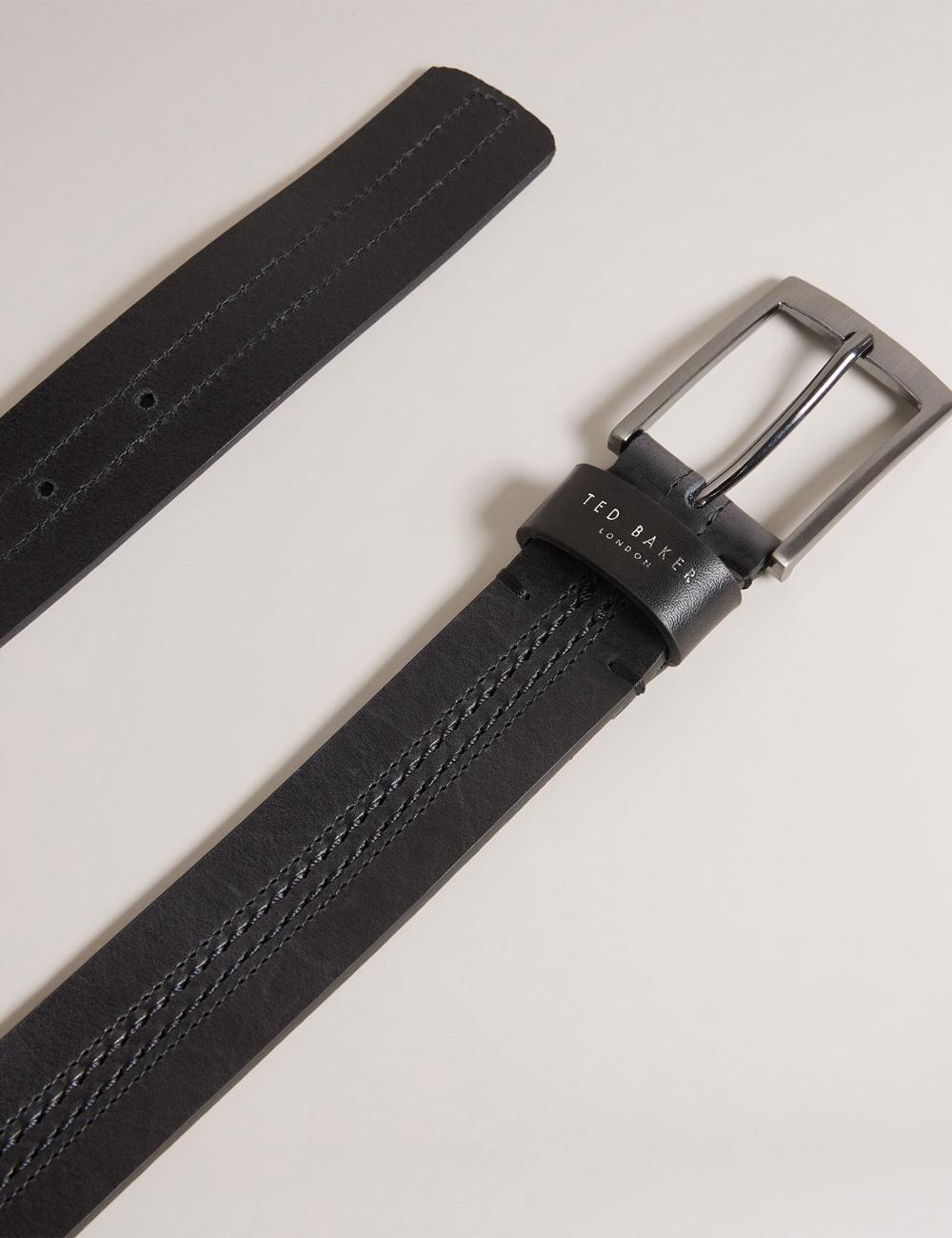Black Ted Baker CRISIC - Stitch Detail Leather Men Belts | Ireland  7219-DBIZQ