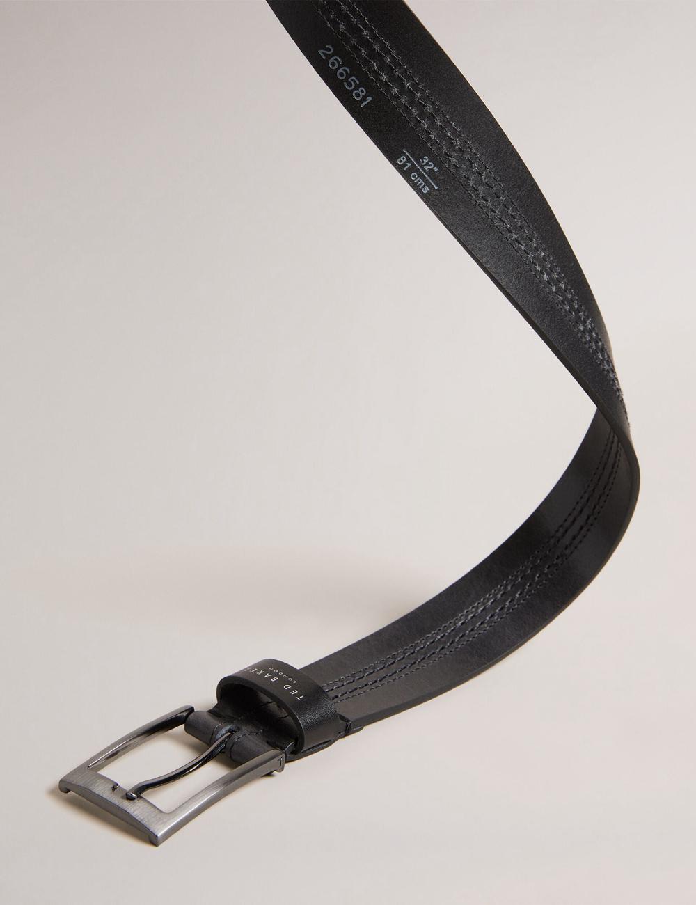 Black Ted Baker CRISIC - Stitch Detail Leather Men Belts | Ireland  7219-DBIZQ
