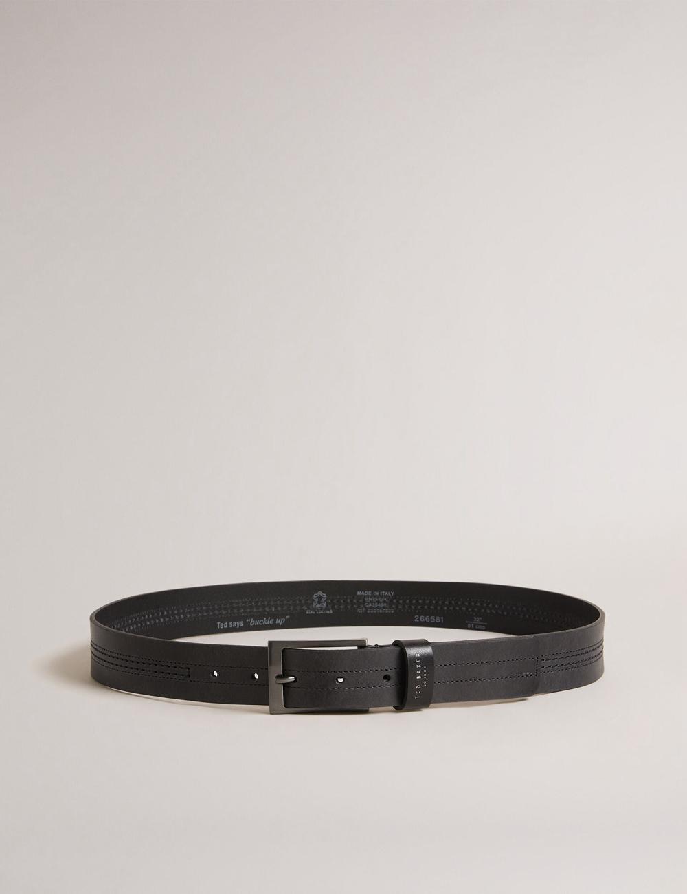 Black Ted Baker CRISIC - Stitch Detail Leather Men Belts | Ireland  7219-DBIZQ