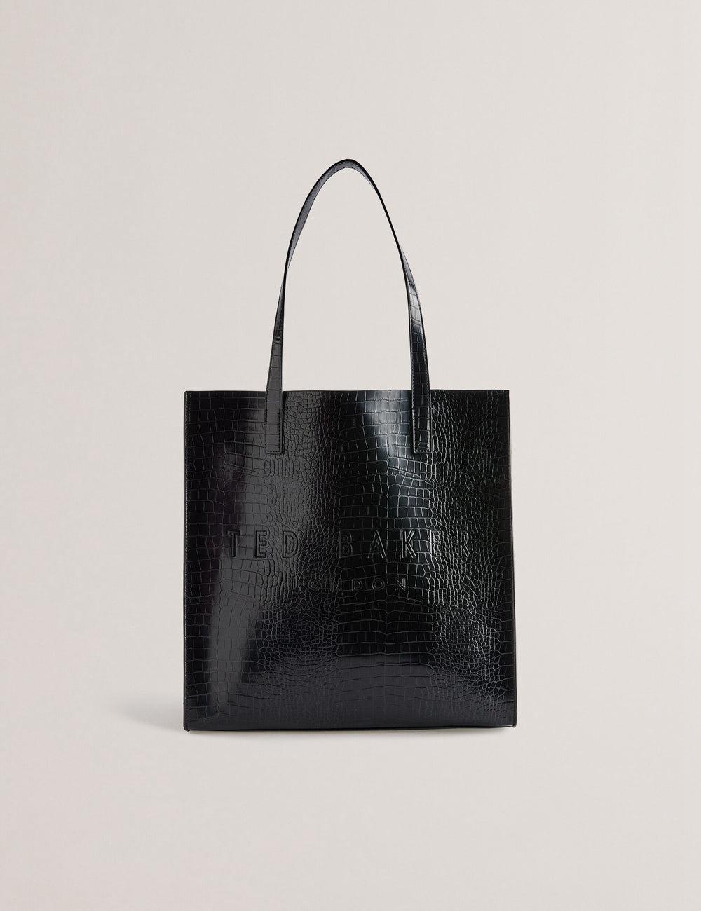 Black Ted Baker CROCCON - Large Croc Texture Icon Women Tote Bags | Ireland  9715-NLJKF