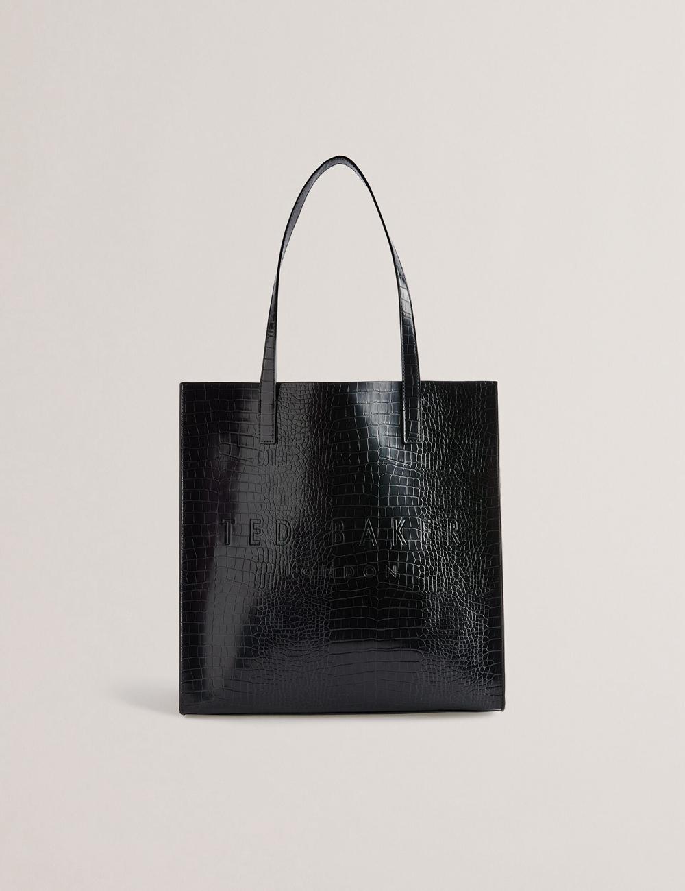 Black Ted Baker CROCCON - Large Croc Texture Icon Women Tote Bags | Ireland  9715-NLJKF