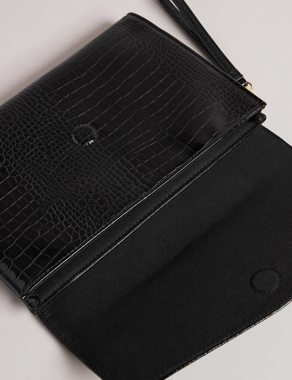 Black Ted Baker CROCEY - Croc Effect PU Envelope Clutch Women Clutch Bags | Ireland  5872-SOKIJ