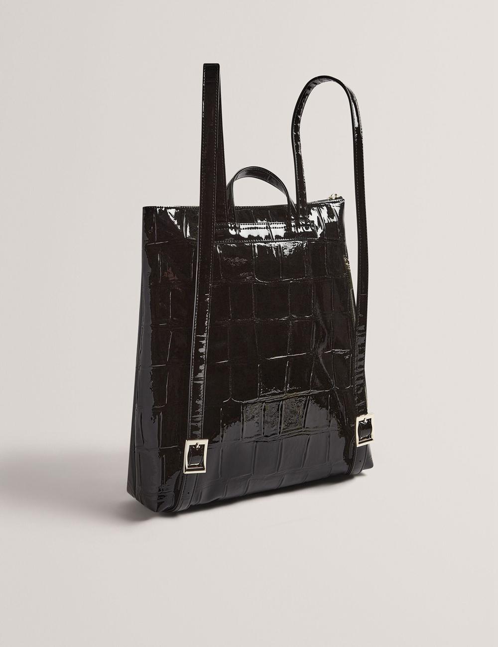 Black Ted Baker CROCLEE - Croc Effect Faux Leather Backpack Women Backpacks | Ireland  2793-CTXGE
