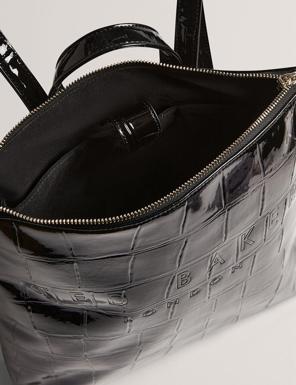 Black Ted Baker CROCLEE - Croc Effect Faux Leather Backpack Women Backpacks | Ireland  2793-CTXGE