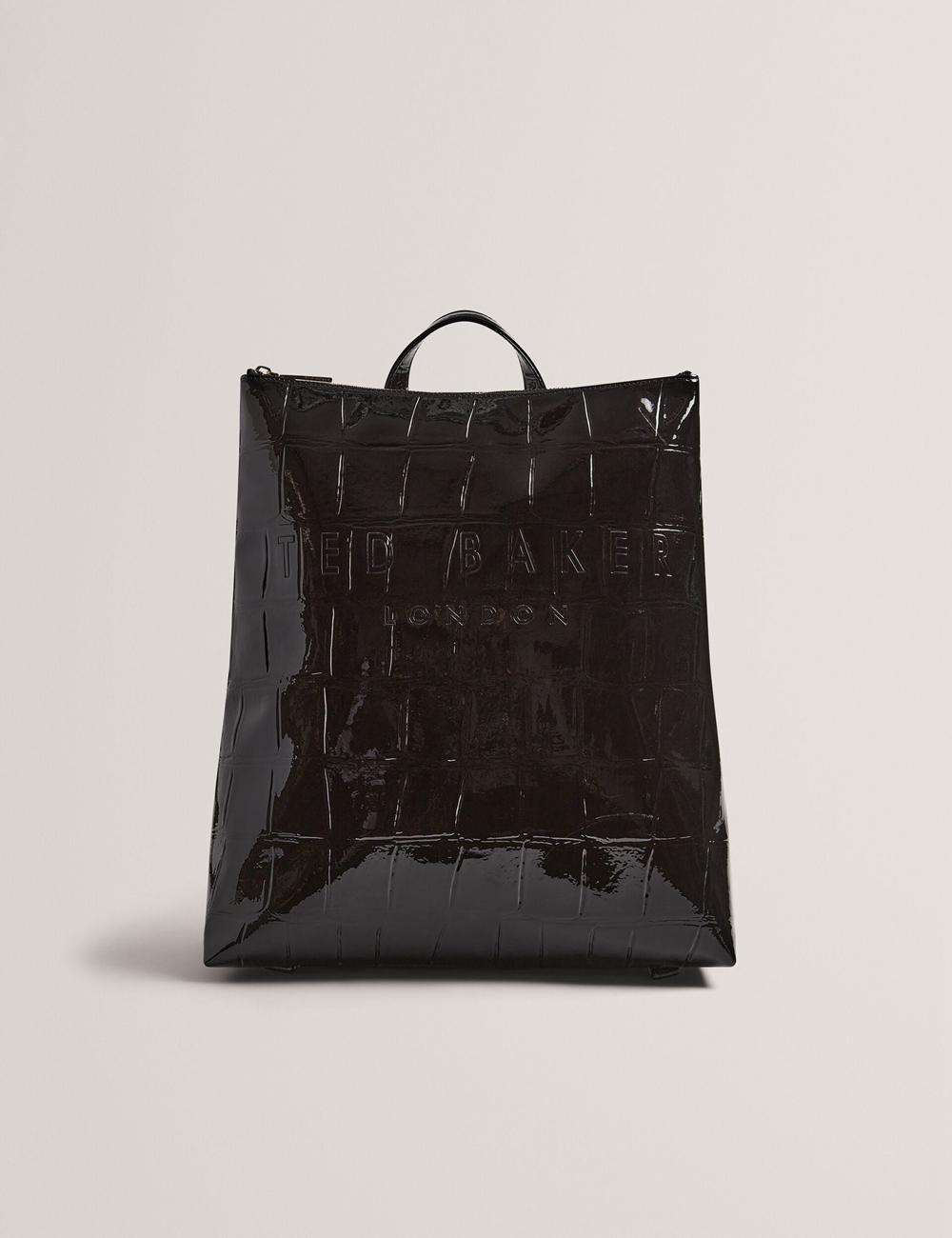 Black Ted Baker CROCLEE - Croc Effect Faux Leather Backpack Women Backpacks | Ireland  2793-CTXGE