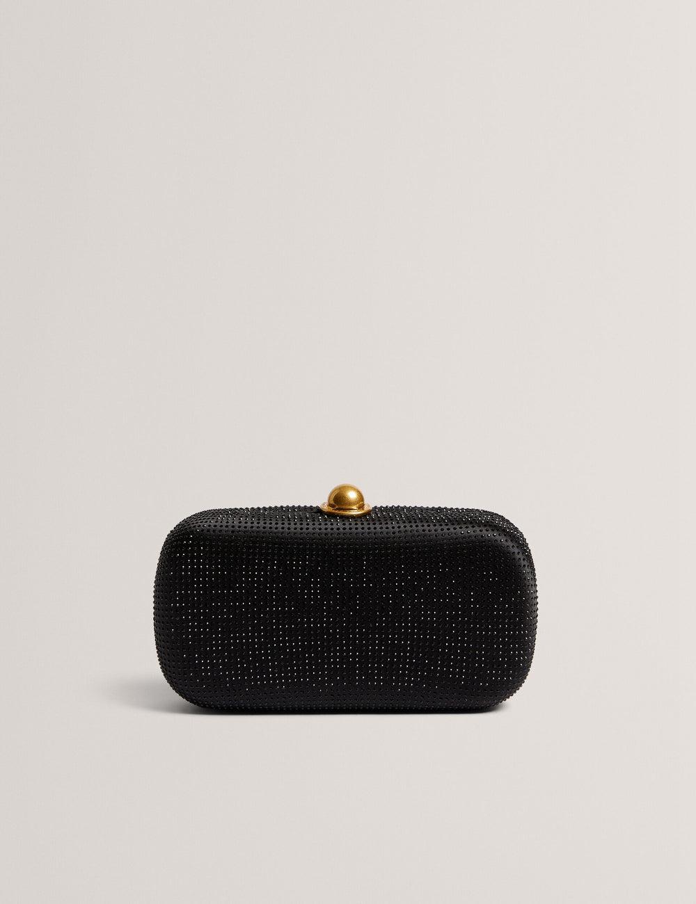 Black Ted Baker CRYZELA - Crystal Embellished Satin Hard Women Clutch Bag | Ireland  8914-TVXQD