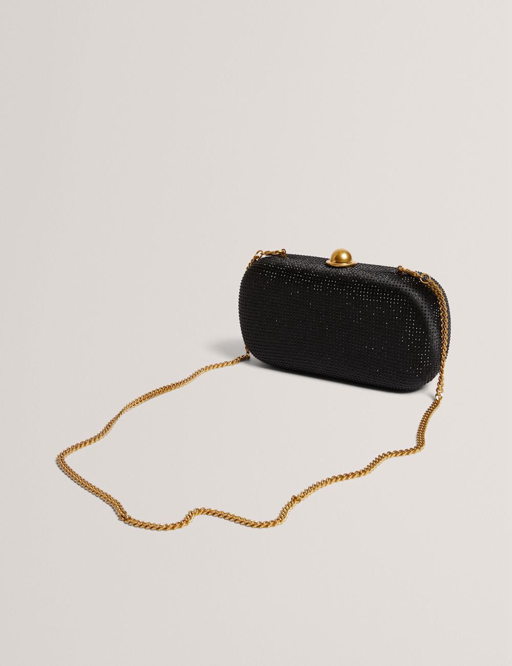 Black Ted Baker CRYZELA - Crystal Embellished Satin Hard Women Clutch Bag | Ireland  8914-TVXQD