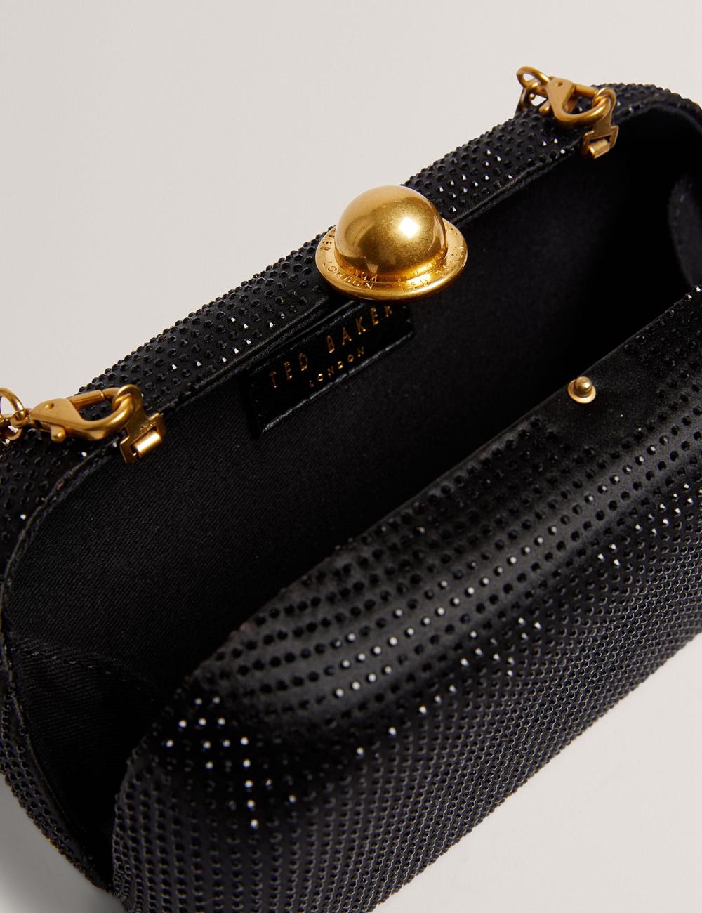 Black Ted Baker CRYZELA - Crystal Embellished Satin Hard Women Clutch Bag | Ireland  8914-TVXQD