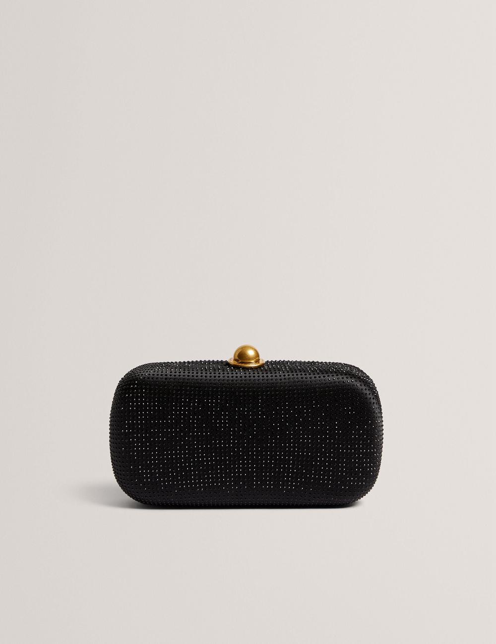 Black Ted Baker CRYZELA - Crystal Embellished Satin Hard Women Clutch Bag | Ireland  8914-TVXQD