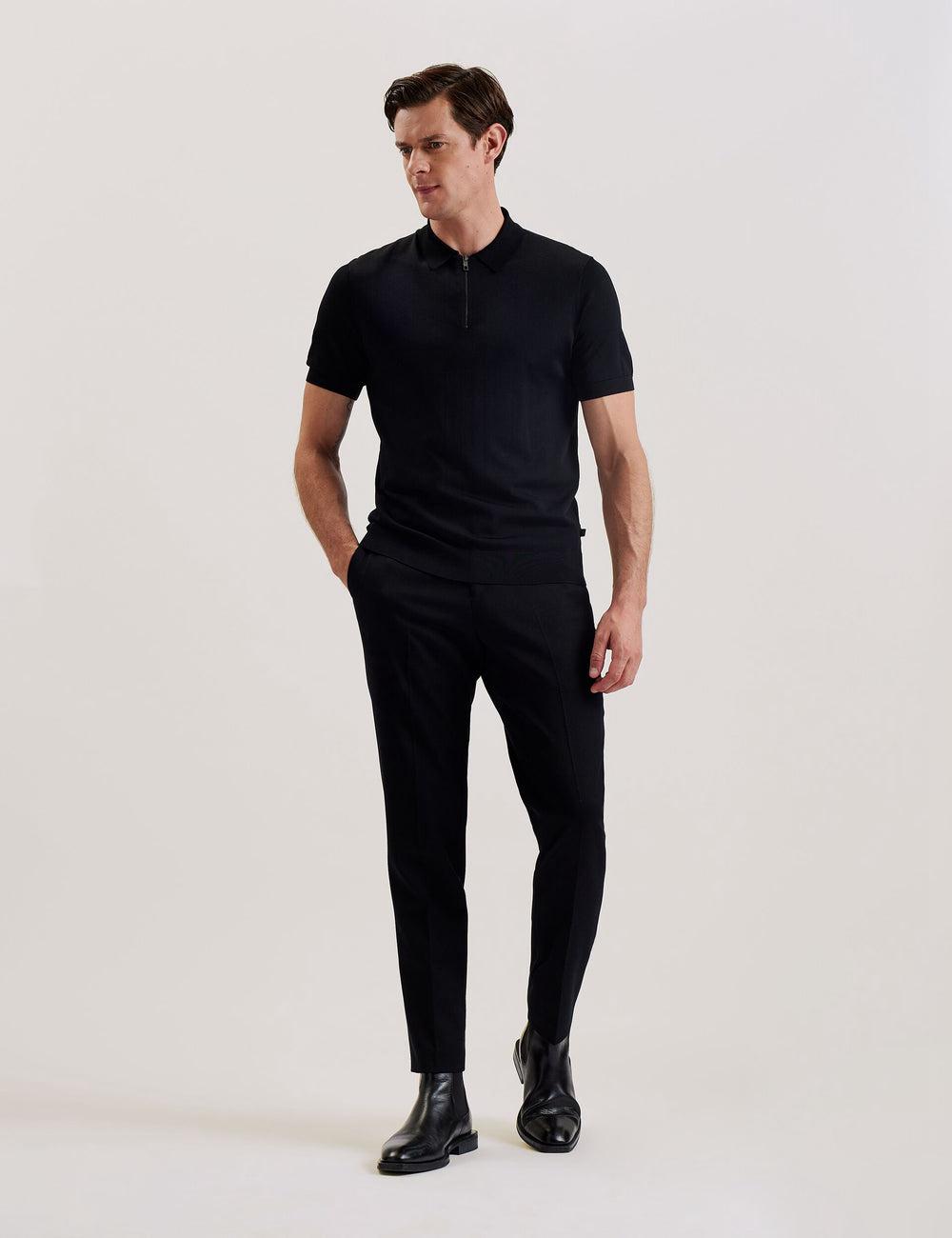 Black Ted Baker DALDIN - Zip Collar Stretch Knit Men Jumpers | Ireland  6417-BQRUI