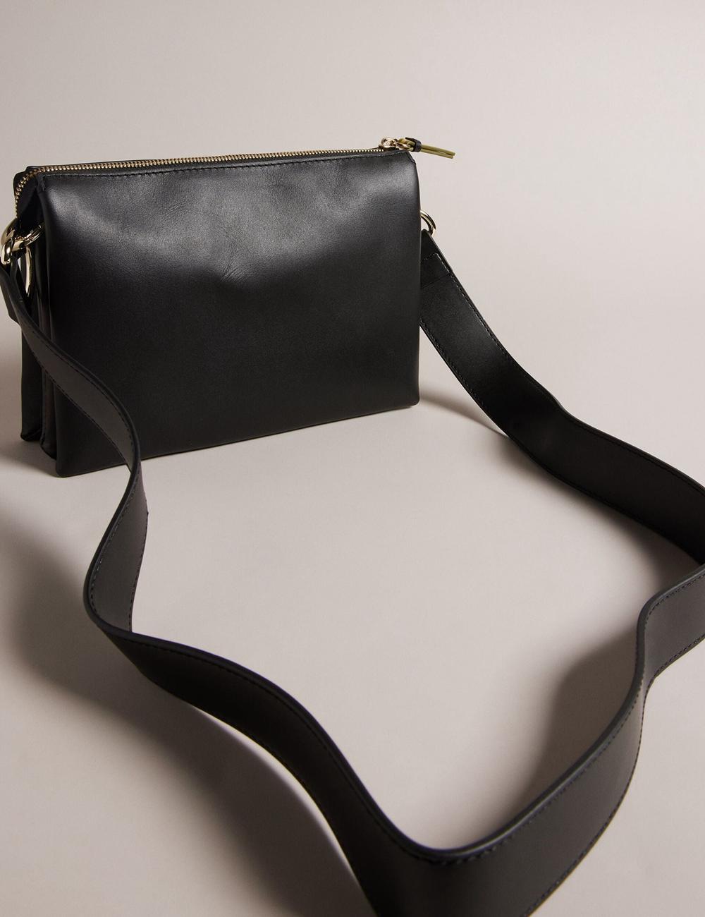 Black Ted Baker DARCEYY - Leather With Webbing Strap Women Crossbody Bags | Ireland  4125-CYSVX