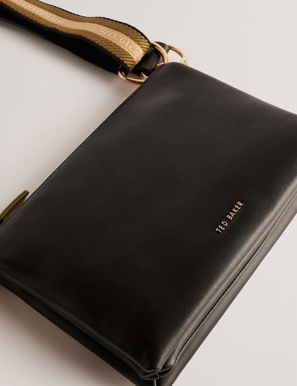 Black Ted Baker DARCEYY - Leather With Webbing Strap Women Crossbody Bags | Ireland  4125-CYSVX