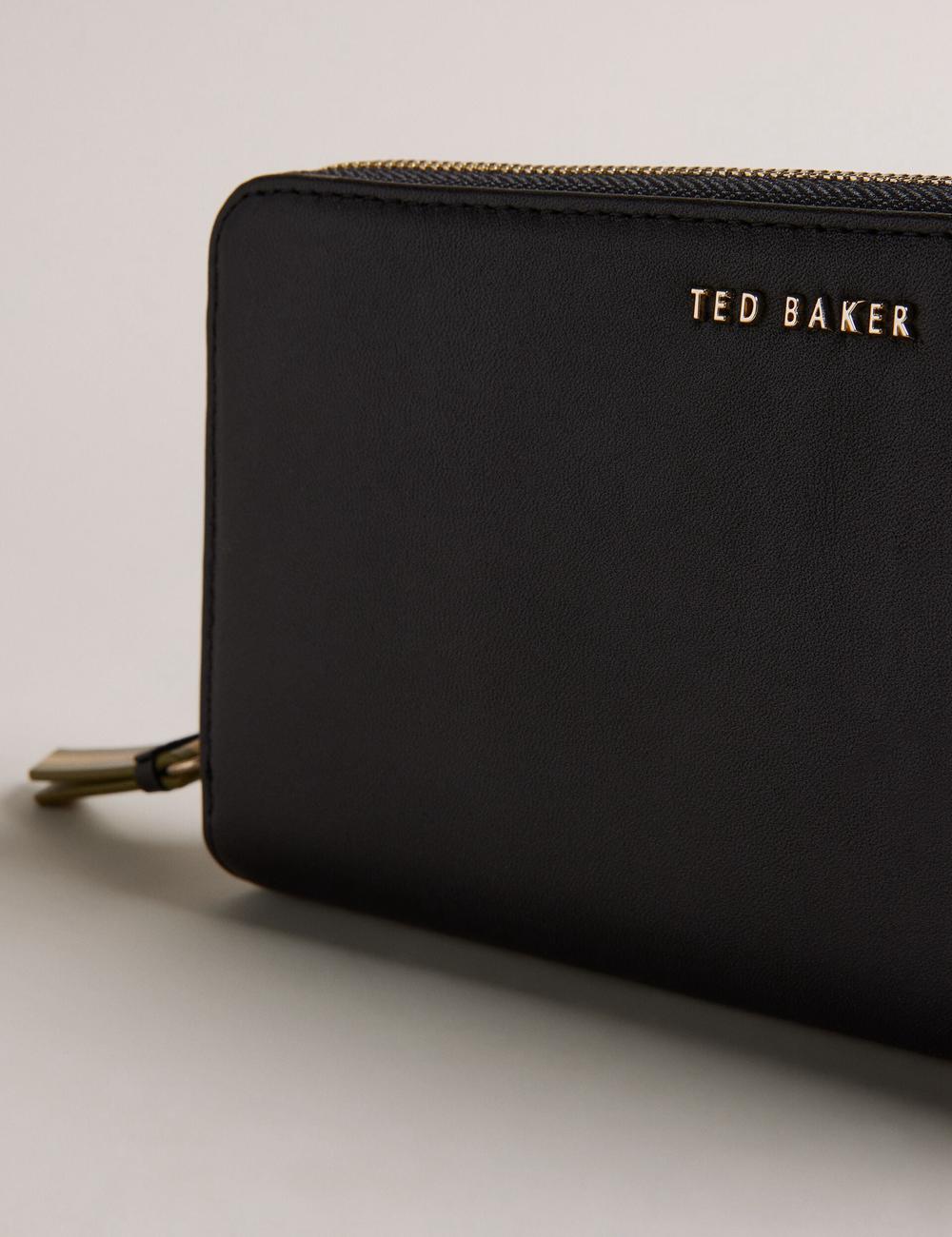 Black Ted Baker DARCIEA - Smooth Leather Zip Around Large Women Purses | Ireland  6209-KGDON
