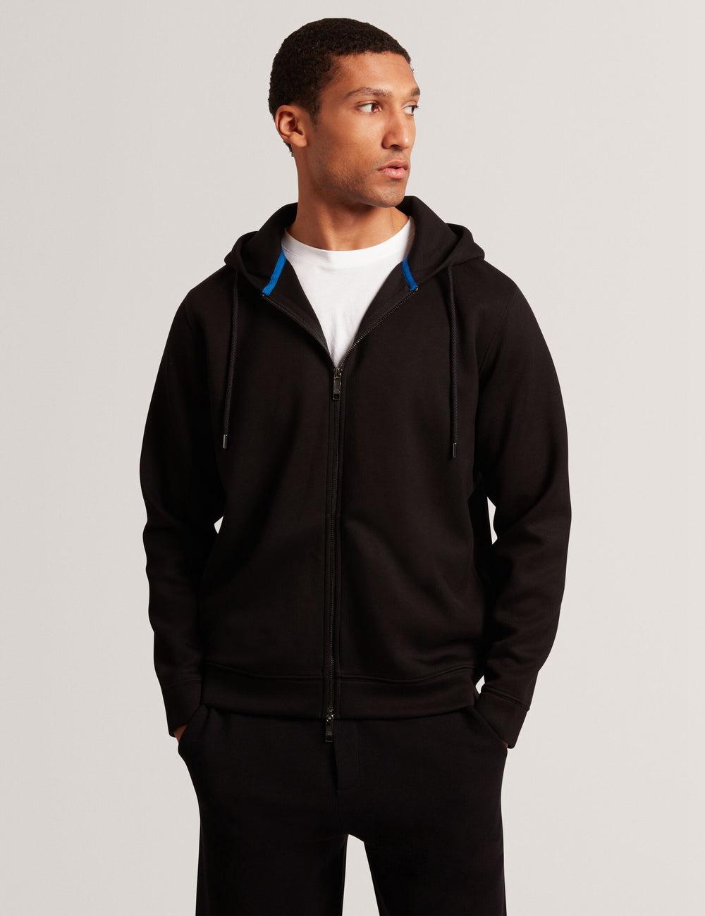 Black Ted Baker EPIO - Zip Through Neoprene Men Hoodies | Ireland  9205-XNBMG
