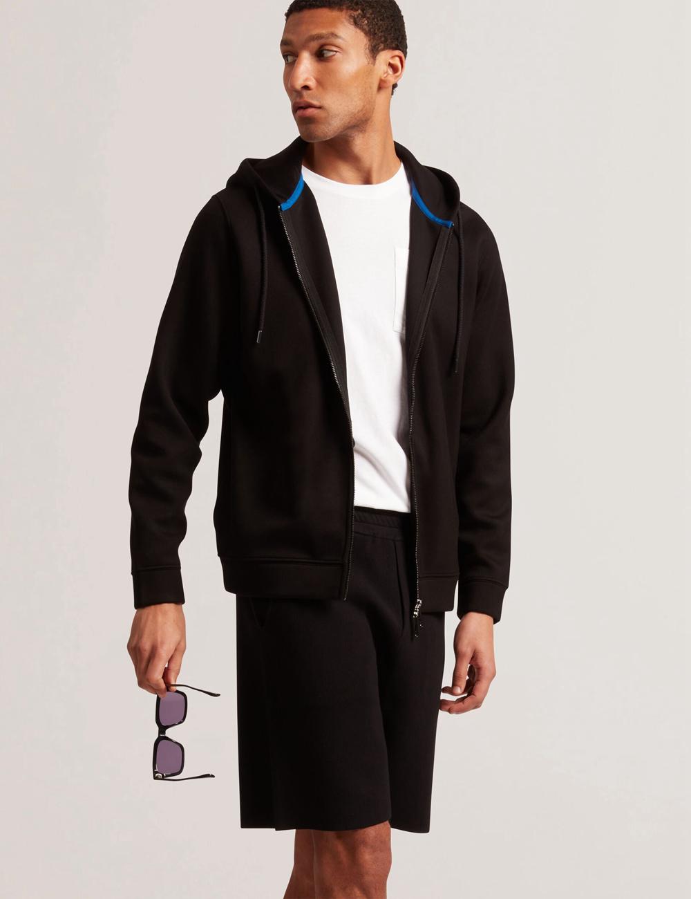 Black Ted Baker EPIO - Zip Through Neoprene Men Hoodies | Ireland  9205-XNBMG