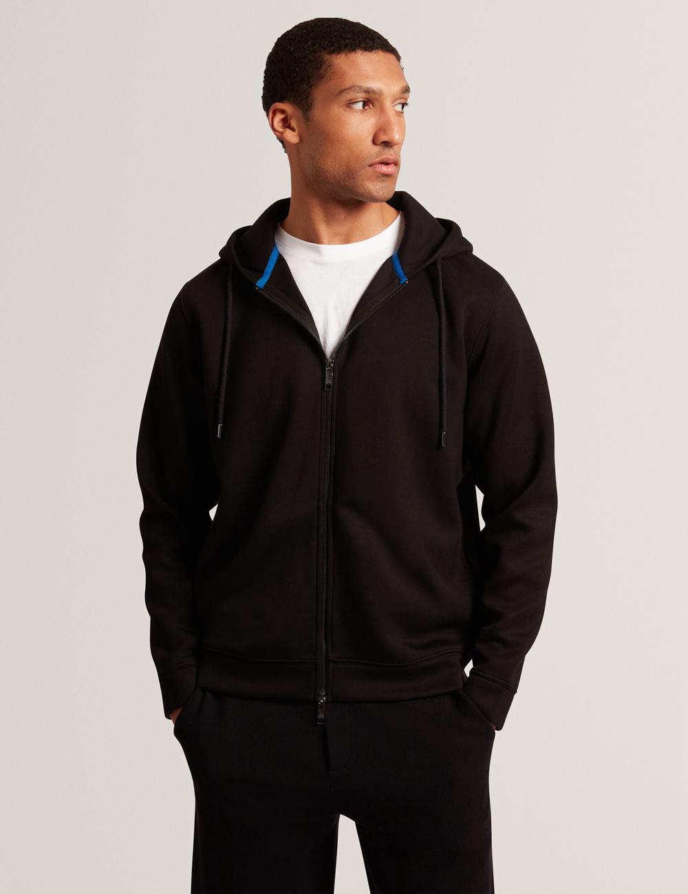 Black Ted Baker EPIO - Zip Through Neoprene Men Hoodies | Ireland  9205-XNBMG
