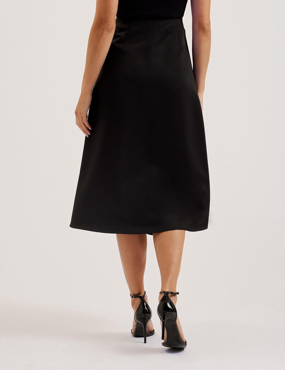 Black Ted Baker ERVA - Asymmetric Satin Wrap Women Midi Skirts | Ireland  3491-RCMHX