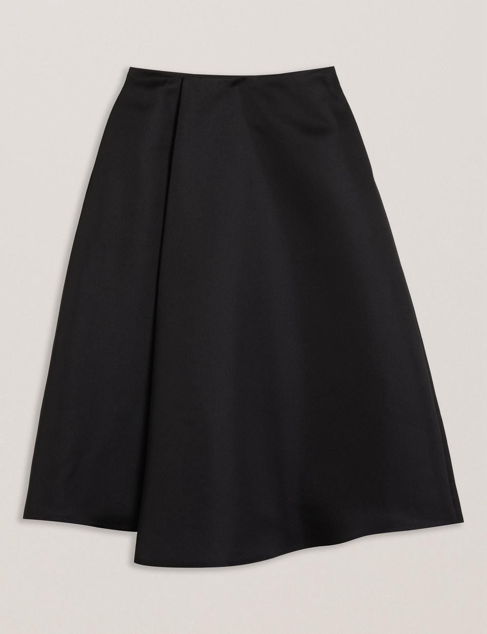 Black Ted Baker ERVA - Asymmetric Satin Wrap Women Midi Skirts | Ireland  3491-RCMHX