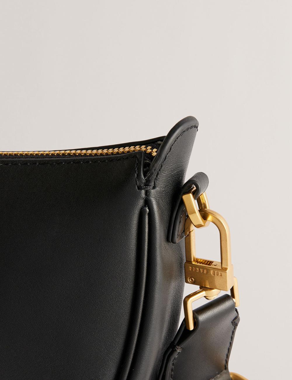 Black Ted Baker ESSINA - Webbing Half Moon Leather Women Crossbody Bags | Ireland  4025-PSCHJ