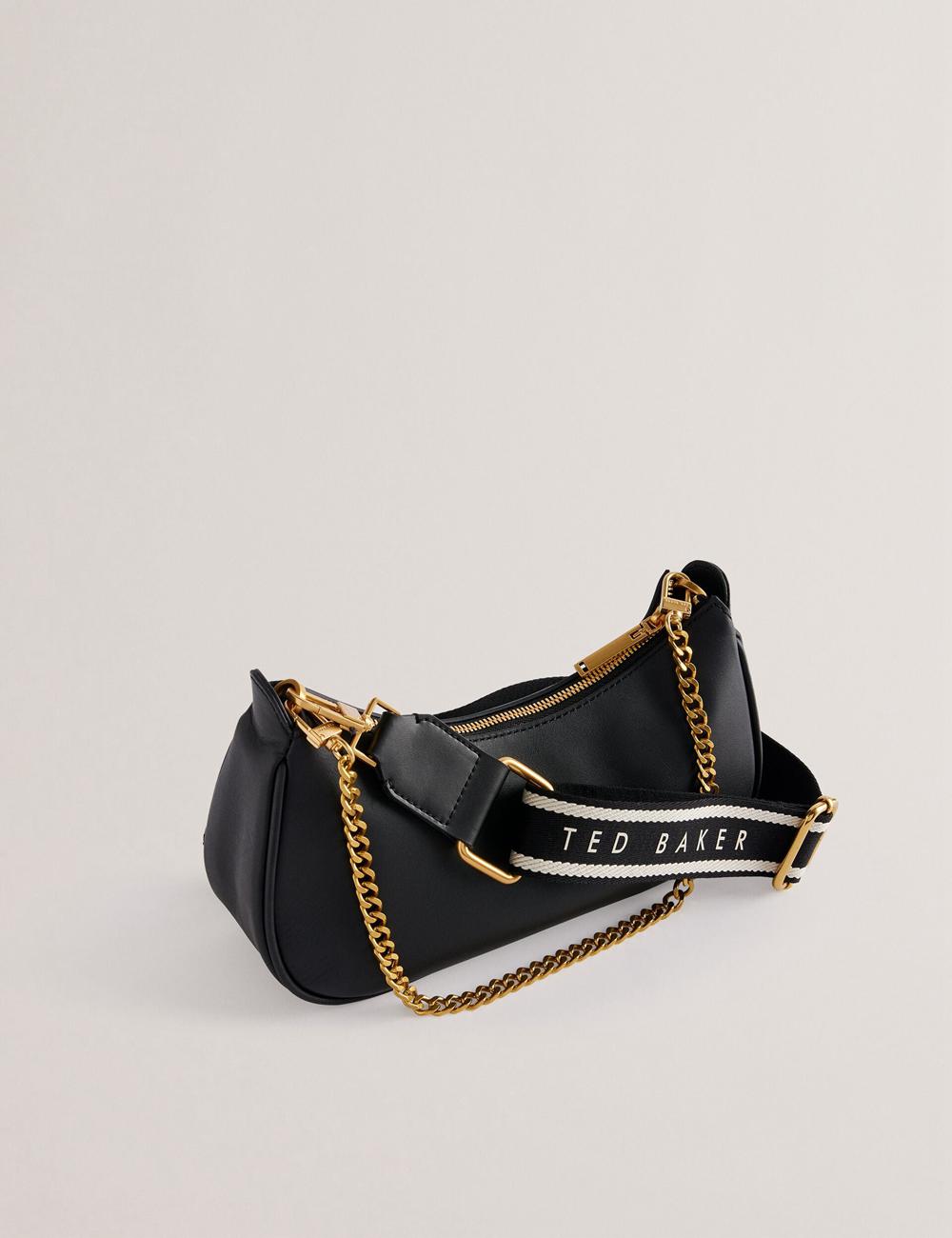 Black Ted Baker ESSIY - Leatheruette With Webbing Strap Women Shoulder Bags | Ireland  5679-EJTSD