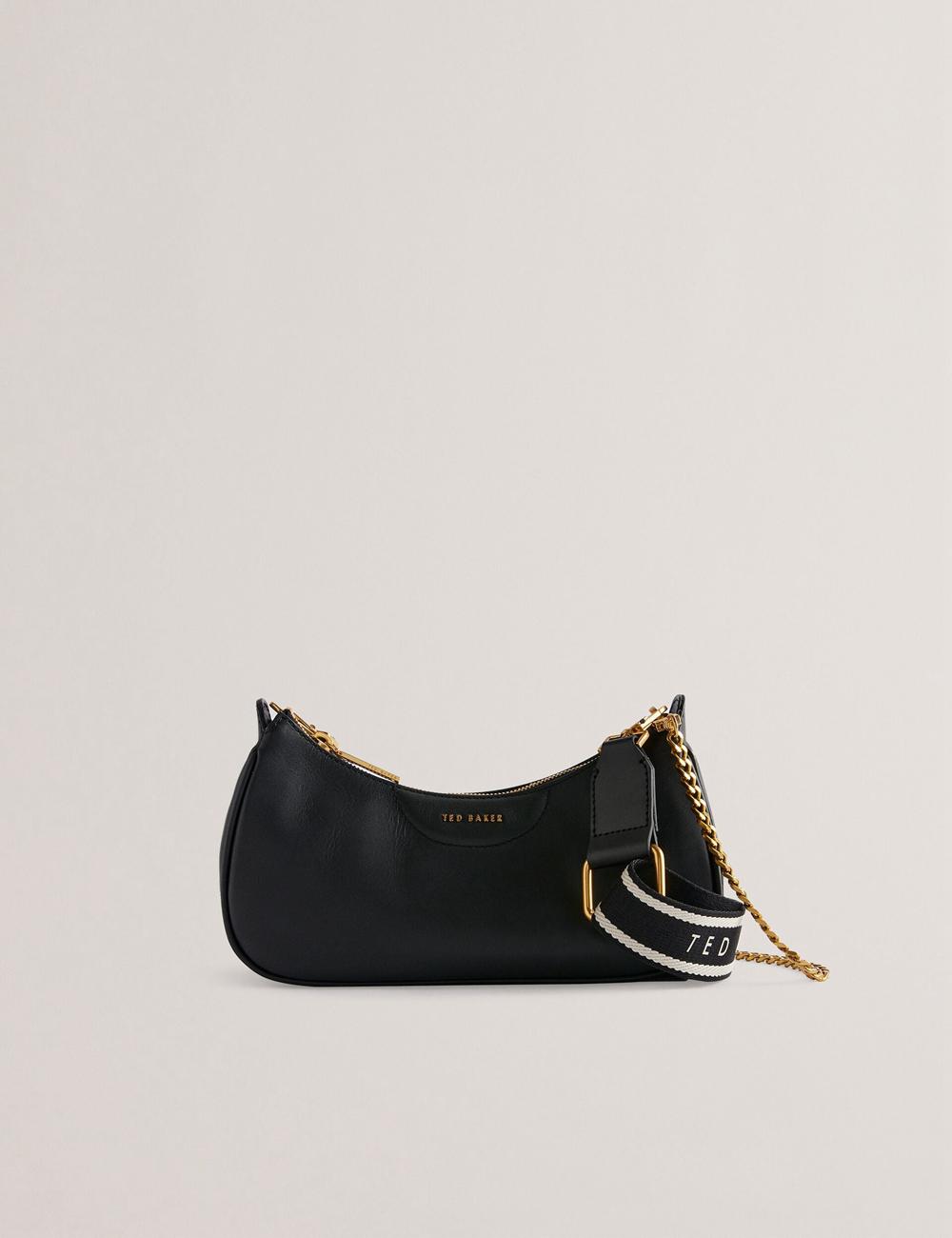 Black Ted Baker ESSIY - Leatheruette With Webbing Strap Women Shoulder Bags | Ireland  5679-EJTSD