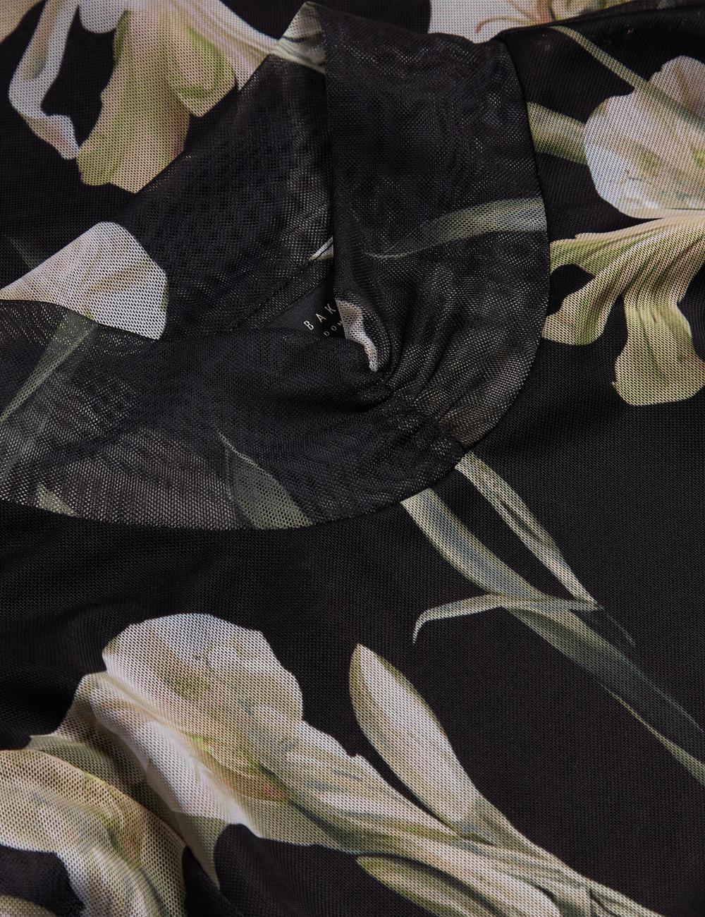 Black Ted Baker FIAAHH - Floral Print High Neck Sheer Mesh Women Tops | Ireland  3970-OUCJP